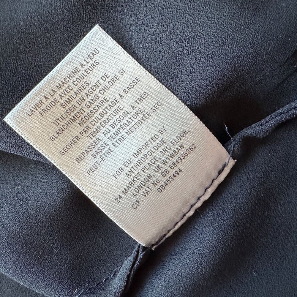 Anthropologie HD In Paris Black V-Neck Blouse Top Womens 6 - Picture 9 of 9